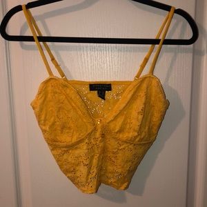 Medium- streetwear society- yellow lace crop spaghetti strap top
